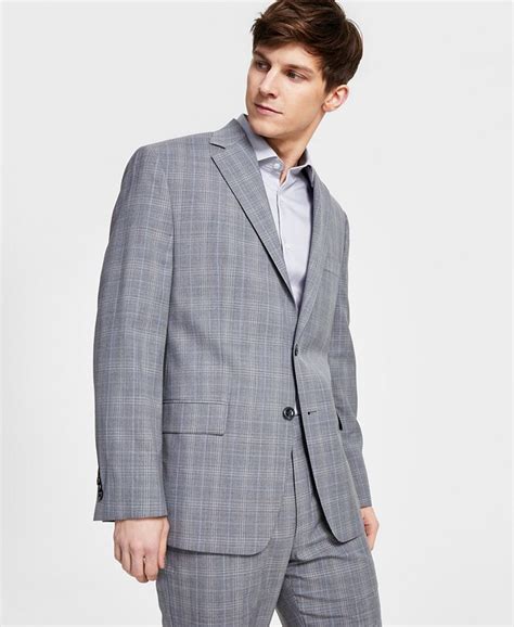 michael kors navy plaid modern fit suit|Michael Kors wool blend.